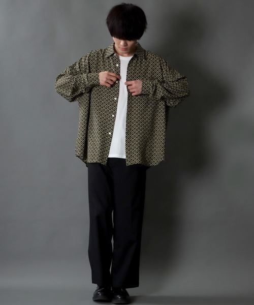 SITRY(シトリー)の「Oversize Drop shoulder Patterned shirt/オーバーサイズ ドロップショルダー 総柄 シャツ(シャツ/ブラウス・メンズ・ネイビー/ホワイト系その他/ブラック系その他2/ブラック/グリーン/ブラウン系その他/ホワイト/ブラウン/ブラック系その他・L/M/XL)」の19枚目の写真