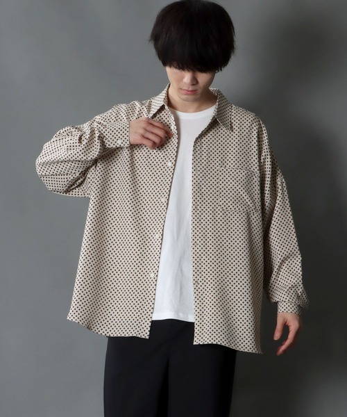 SITRY(シトリー)の「Oversize Drop shoulder Patterned shirt/オーバーサイズ ドロップショルダー 総柄 シャツ(シャツ/ブラウス・メンズ・ネイビー/ホワイト系その他/ブラック系その他2/ブラック/グリーン/ブラウン系その他/ホワイト/ブラウン/ブラック系その他・L/M/XL)」の12枚目の写真