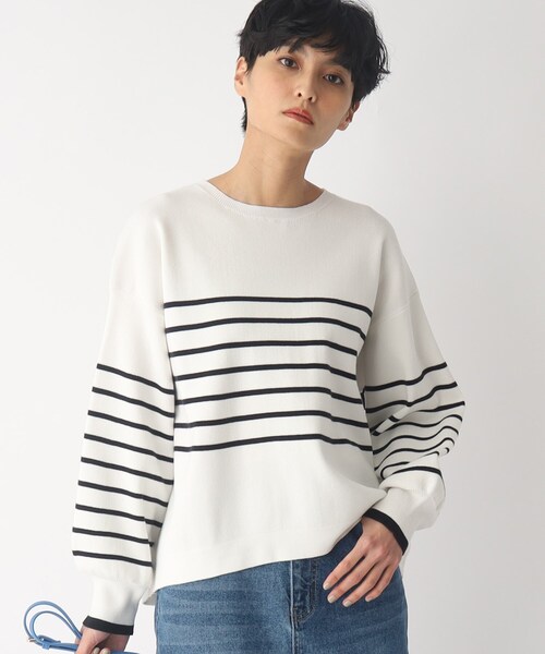 OPAQUE.CLIP（オペークドットクリップ）の「◆パネルボーダー ニットプルオーバー（ニット/セーター・レディース・ベージュ系その他5/ブラック系2/ブルー系2・00）」の2枚目の写真