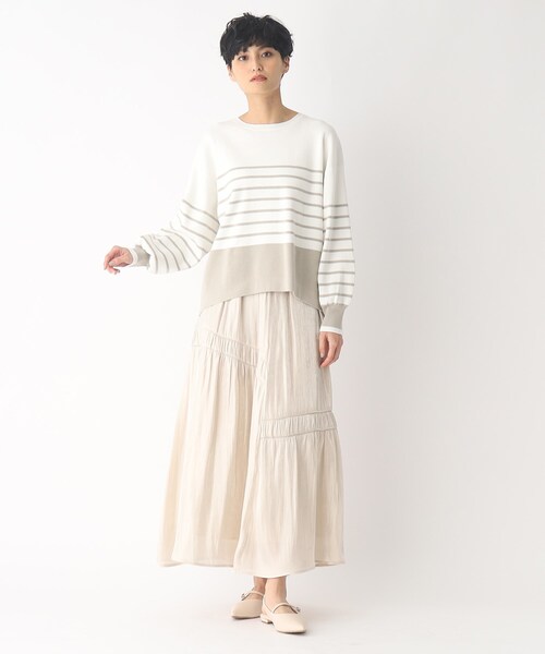 OPAQUE.CLIP（オペークドットクリップ）の「◆パネルボーダー ニットプルオーバー（ニット/セーター・レディース・ベージュ系その他5/ブラック系2/ブルー系2・00）」の7枚目の写真