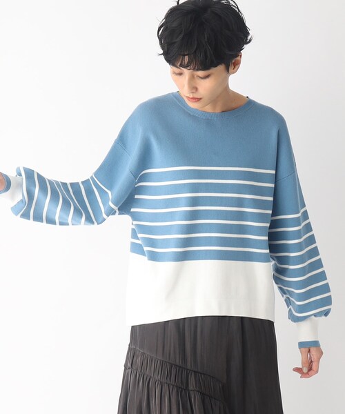 OPAQUE.CLIP（オペークドットクリップ）の「◆パネルボーダー ニットプルオーバー（ニット/セーター・レディース・ベージュ系その他5/ブラック系2/ブルー系2・00）」の10枚目の写真