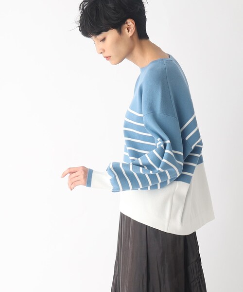 OPAQUE.CLIP（オペークドットクリップ）の「◆パネルボーダー ニットプルオーバー（ニット/セーター・レディース・ベージュ系その他5/ブラック系2/ブルー系2・00）」の11枚目の写真