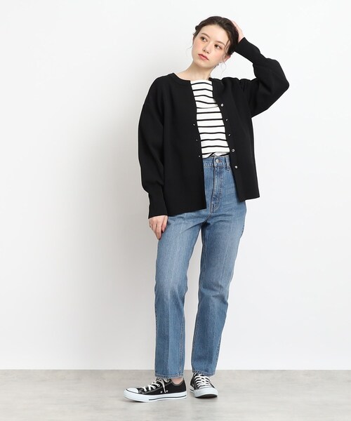 Cutie Blonde(キューティーブロンド)の「◆抜け感あふれるキーネック スポンディッシュカーディガン(カーディガン/ボレロ・レディース・ブラック/サックスブルー/アイボリー・00)」の18枚目の写真