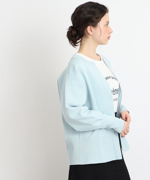 Cutie Blonde(キューティーブロンド)の「◆抜け感あふれるキーネック スポンディッシュカーディガン(カーディガン/ボレロ・レディース・ブラック/サックスブルー/アイボリー・00)」の5枚目の写真