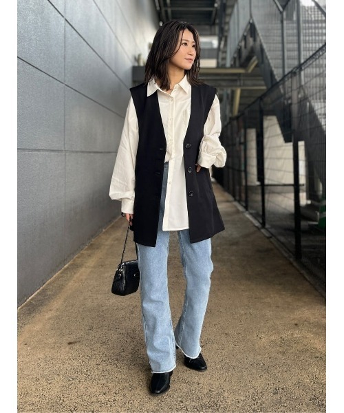 HONEYSUCKLE ROSE（ハニーサックルローズ）の「【HONEYSUCKLE ROSE】リネンライクベスト（ベスト・レディース・ベージュ/ブラック・M-L）」の7枚目の写真