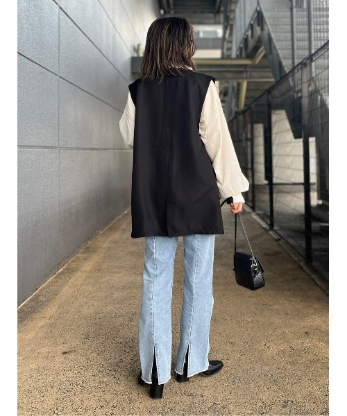 HONEYSUCKLE ROSE（ハニーサックルローズ）の「【HONEYSUCKLE ROSE】リネンライクベスト（ベスト・レディース・ベージュ/ブラック・M-L）」の9枚目の写真