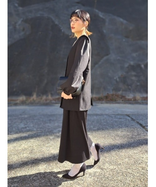 HONEYSUCKLE ROSE（ハニーサックルローズ）の「【HONEYSUCKLE ROSE】リネンライクベスト（ベスト・レディース・ベージュ/ブラック・M-L）」の12枚目の写真