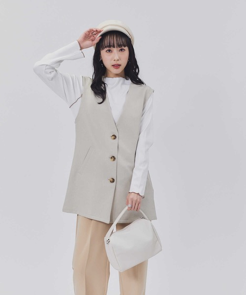 HONEYSUCKLE ROSE（ハニーサックルローズ）の「【HONEYSUCKLE ROSE】リネンライクベスト（ベスト・レディース・ベージュ/ブラック・M-L）」の15枚目の写真