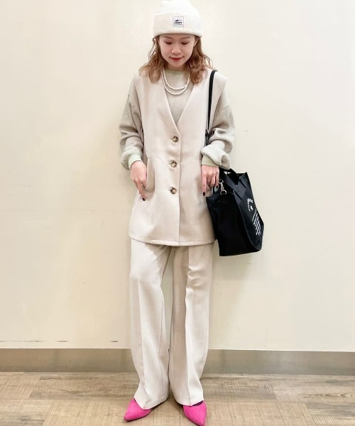 HONEYSUCKLE ROSE（ハニーサックルローズ）の「【HONEYSUCKLE ROSE】リネンライクベスト（ベスト・レディース・ベージュ/ブラック・M-L）」の17枚目の写真