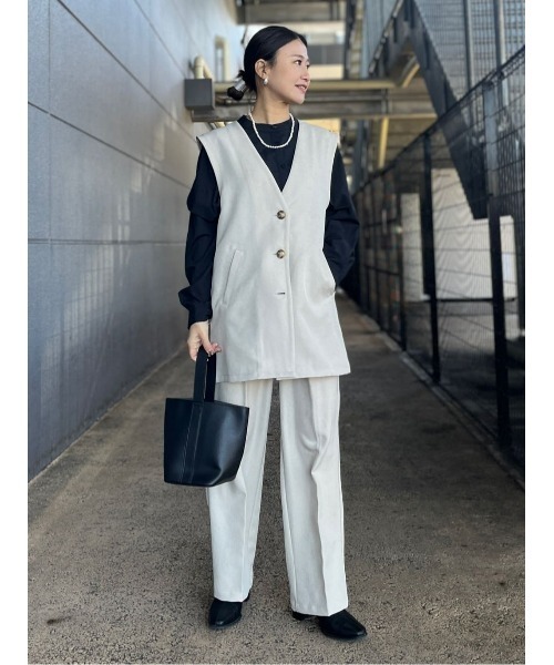 HONEYSUCKLE ROSE（ハニーサックルローズ）の「【HONEYSUCKLE ROSE】リネンライクベスト（ベスト・レディース・ベージュ/ブラック・M-L）」の20枚目の写真