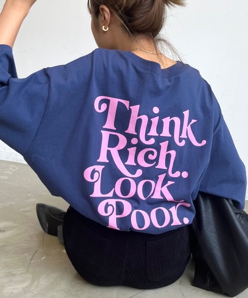 SHAGGIE(シャギー)の「デイジーフロント刺繍バックプリントオーバーTEEシャツ(Tシャツ/カットソー・レディース・ピンク/ホワイト/ネイビー・FREE)」の2枚目の写真