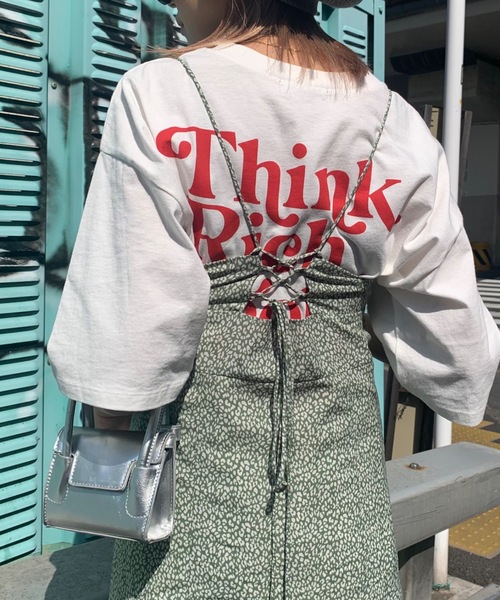 SHAGGIE(シャギー)の「デイジーフロント刺繍バックプリントオーバーTEEシャツ(Tシャツ/カットソー・レディース・ピンク/ホワイト/ネイビー・FREE)」の9枚目の写真