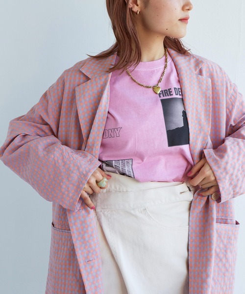 w closet（ダブルクローゼット）の「【セットアップ対応】ギンガムチェックテーラードジャケット（テーラードジャケット・レディース・ホワイト×ブルー/オレンジ系その他・FREE）」の20枚目の写真