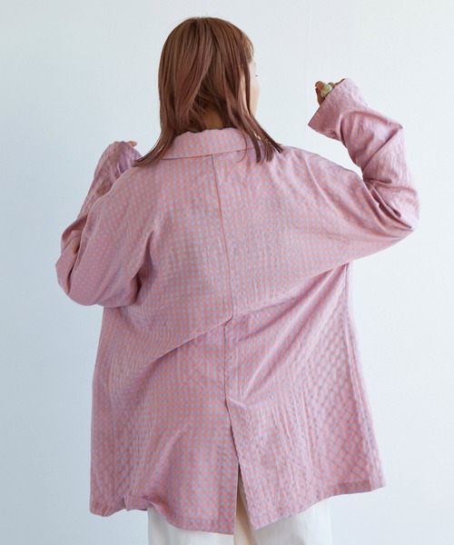 w closet（ダブルクローゼット）の「【セットアップ対応】ギンガムチェックテーラードジャケット（テーラードジャケット・レディース・ホワイト×ブルー/オレンジ系その他・FREE）」の21枚目の写真