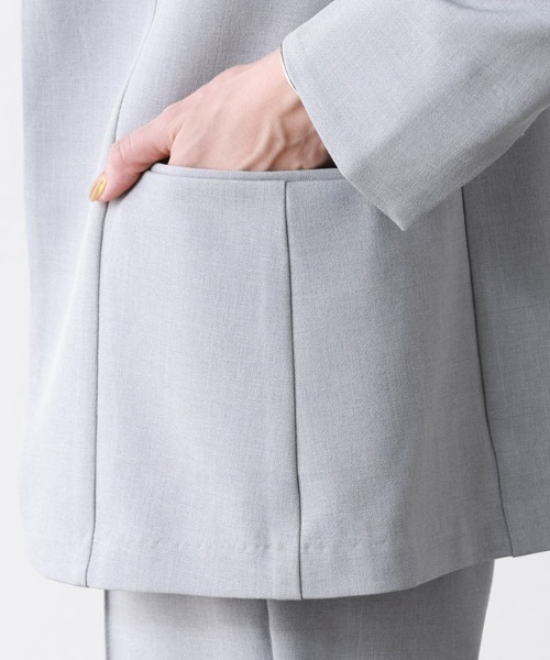 リネンライクノーカラージャケット セットアップ対応】ファンクショナル リネンライク ノーカラー