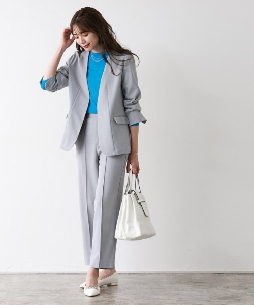 Pierrot（ピエロ）の「リネンライクノーカラージャケット（ノーカラージャケット・レディース・ベージュ/杢グレー/ネイビー・L/M）」の10枚目の写真