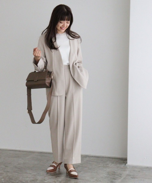 Pierrot（ピエロ）の「リネンライクノーカラージャケット（ノーカラージャケット・レディース・ベージュ/杢グレー/ネイビー・L/M）」の21枚目の写真