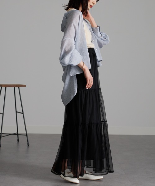 RANAN（ラナン）の「チュールティアードスカート（スカート・レディース・ブルー/アイボリー/ブラック・M/L/LL）」の15枚目の写真