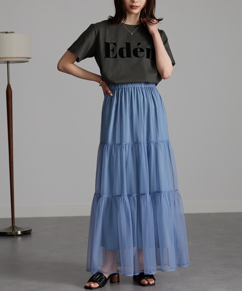 RANAN（ラナン）の「チュールティアードスカート（スカート・レディース・ブルー/アイボリー/ブラック・M/L/LL）」の12枚目の写真