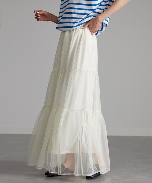 RANAN（ラナン）の「チュールティアードスカート（スカート・レディース・ブルー/アイボリー/ブラック・M/L/LL）」の5枚目の写真