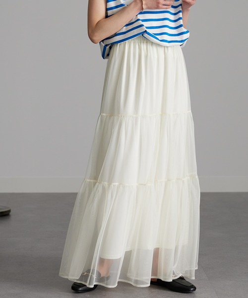 RANAN（ラナン）の「チュールティアードスカート（スカート・レディース・ブルー/アイボリー/ブラック・M/L/LL）」の7枚目の写真