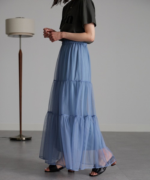 RANAN（ラナン）の「チュールティアードスカート（スカート・レディース・ブルー/アイボリー/ブラック・M/L/LL）」の17枚目の写真