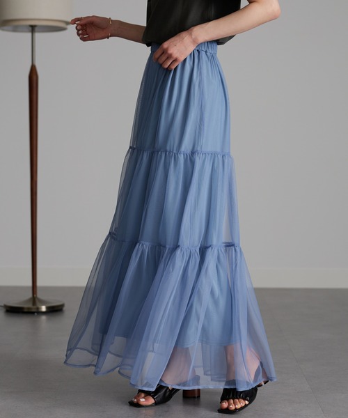 RANAN（ラナン）の「チュールティアードスカート（スカート・レディース・ブルー/アイボリー/ブラック・M/L/LL）」の21枚目の写真