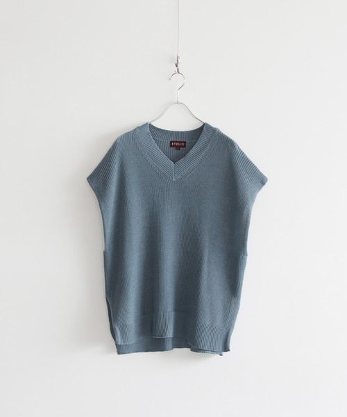 ETELIO（エテリオ）の「畦編みサイドスリットVネックニットベスト（ベスト・メンズ・グレー/ブラック/ワイン/ブルー/ダークグリーン/ブラウン・M/L/S）」の9枚目の写真