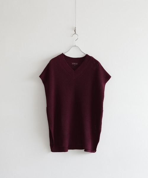 ETELIO（エテリオ）の「畦編みサイドスリットVネックニットベスト（ベスト・メンズ・グレー/ブラック/ワイン/ブルー/ダークグリーン/ブラウン・M/L/S）」の10枚目の写真