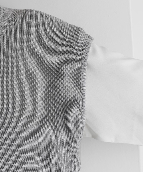 ETELIO（エテリオ）の「畦編みサイドスリットVネックニットベスト（ベスト・メンズ・グレー/ブラック/ワイン/ブルー/ダークグリーン/ブラウン・M/L/S）」の15枚目の写真