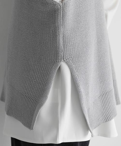 ETELIO（エテリオ）の「畦編みサイドスリットVネックニットベスト（ベスト・メンズ・グレー/ブラック/ワイン/ブルー/ダークグリーン/ブラウン・M/L/S）」の16枚目の写真