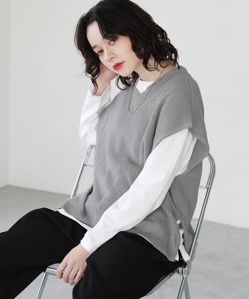MUNITALP オニカノコニットベスト グレー クルーネックベスト｜MARISAGRACE｜Marisa Grace Official
