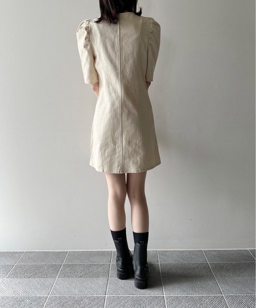 one way（ワンウェイ）の「ノーカラーデニムワンピース（ワンピース