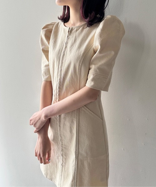 one way（ワンウェイ）の「ノーカラーデニムワンピース（ワンピース