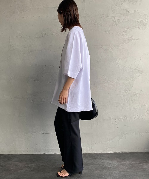 Healthknit（ヘルスニット）の「【FINEBOYS 9月号掲載】[HEALTHKNIT/ヘルスニット] 別注 ビックシルエット ヘンリーネックTシャツ（Tシャツ/カットソー・レディース・グレー/ブラック/ホワイト・M/L/XL/XXL）」の8枚目の写真