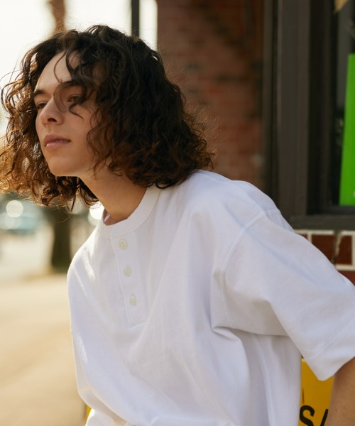 tシャツ 「HEALTHKNIT/ヘルスニット」 別注 ビッグシルエット ヘンリーネックTシャツ レディース メンズ HEALTHKNIT/ヘルスニット] 別注 ビッグシルエット ヘンリー