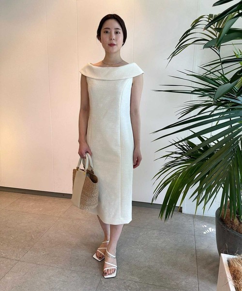 ESTNATION ジャカードドロールカラーラインワンピース ESTNATION ジャカードドロールカラーラインワンピース