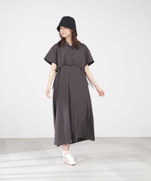 N.（N. Natural Beauty Basic）（エヌエヌナチュラルビューティーベーシック）の「ドロストシャツ＆キャミワンピースセット（ワンピース・レディース・グレー/ベージュ・MEDIUM）」の5枚目の写真