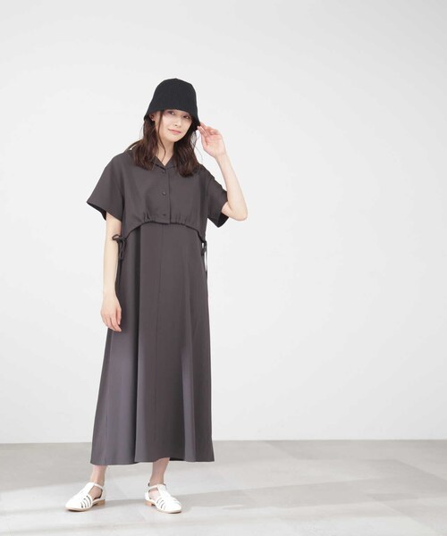 N.（N. Natural Beauty Basic）（エヌエヌナチュラルビューティーベーシック）の「ドロストシャツ＆キャミワンピースセット（ワンピース・レディース・グレー/ベージュ・MEDIUM）」の6枚目の写真