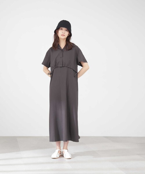 N.（N. Natural Beauty Basic）（エヌエヌナチュラルビューティーベーシック）の「ドロストシャツ＆キャミワンピースセット（ワンピース・レディース・グレー/ベージュ・MEDIUM）」の8枚目の写真