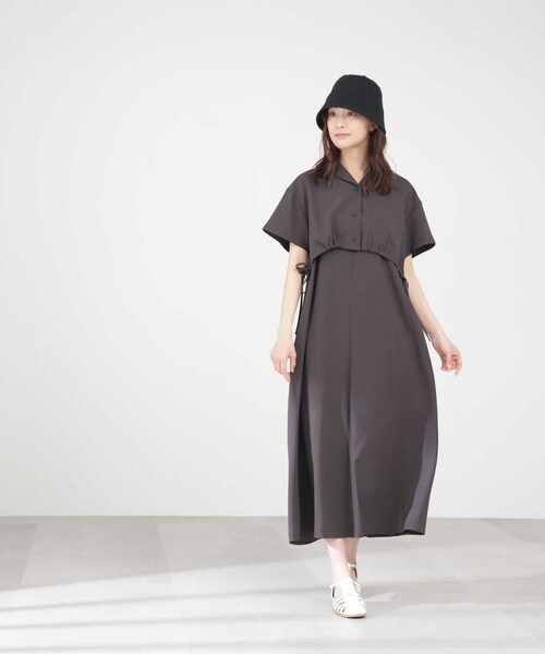 N.（N. Natural Beauty Basic）（エヌエヌナチュラルビューティーベーシック）の「ドロストシャツ＆キャミワンピースセット（ワンピース・レディース・グレー/ベージュ・MEDIUM）」の9枚目の写真