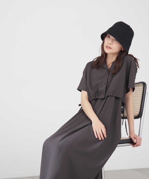 N.（N. Natural Beauty Basic）（エヌエヌナチュラルビューティーベーシック）の「ドロストシャツ＆キャミワンピースセット（ワンピース・レディース・グレー/ベージュ・MEDIUM）」の15枚目の写真