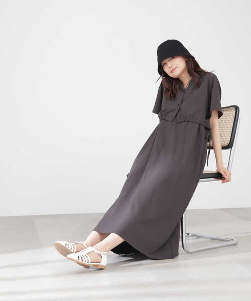 N.（N. Natural Beauty Basic）（エヌエヌナチュラルビューティーベーシック）の「ドロストシャツ＆キャミワンピースセット（ワンピース・レディース・グレー/ベージュ・MEDIUM）」の17枚目の写真