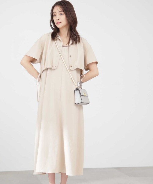 N.（N. Natural Beauty Basic）（エヌエヌナチュラルビューティーベーシック）の「ドロストシャツ＆キャミワンピースセット（ワンピース・レディース・グレー/ベージュ・MEDIUM）」の21枚目の写真