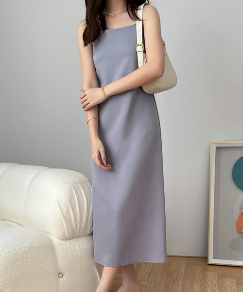 ECLIN(エクラン)の「キーネックベスト&キャミソールワンピース2点セット(ワンピース・レディース・ブラック/グレー/ライトブルー/ベージュ/ブルー/グリーン/ダークベージュ・M/L)」の11枚目の写真