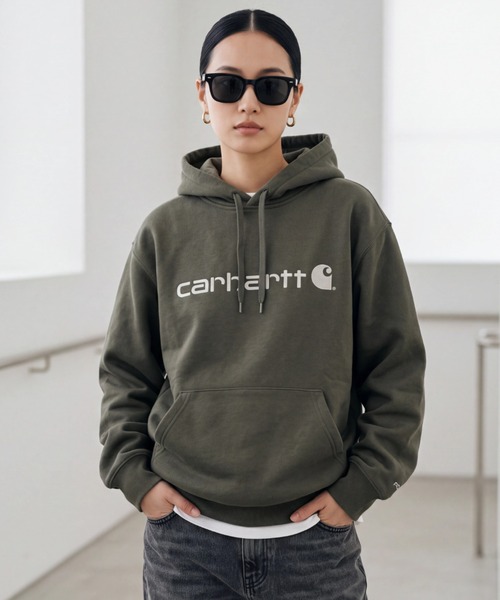 Carhartt(カーハート)の「【T18】【Carhartt/カーハート】FORCE DELMONT HOODED SWEAT(パーカー・レディース・ブルー/ネイビー/オリーブドラブ/キャメル/ブラック/グリーン/グレー・LARGE/MEDIUM/SMALL)」の6枚目の写真