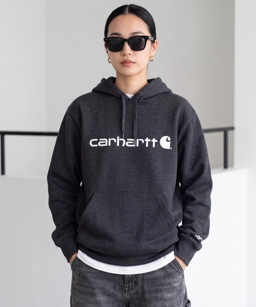 Carhartt(カーハート)の「【T18】【Carhartt/カーハート】FORCE DELMONT HOODED SWEAT(パーカー・レディース・ブルー/ネイビー/オリーブドラブ/キャメル/ブラック/グリーン/グレー・LARGE/MEDIUM/SMALL)」の2枚目の写真