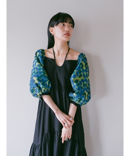 Sahara サハラ ジャガードスリーブティアードドレス｜ファッション 