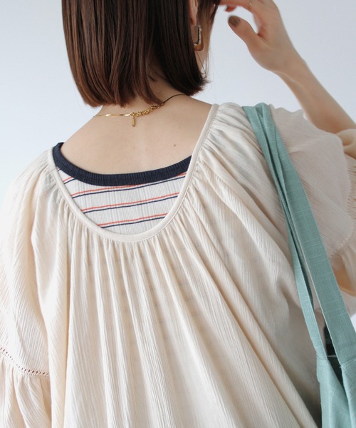 Crisp（クリスプ）の「クレープエアリーワンピース（ワンピース・レディース・パープル/アイボリー・FREE）」の11枚目の写真