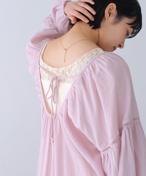 Crisp（クリスプ）の「クレープエアリーワンピース（ワンピース・レディース・パープル/アイボリー・FREE）」の18枚目の写真